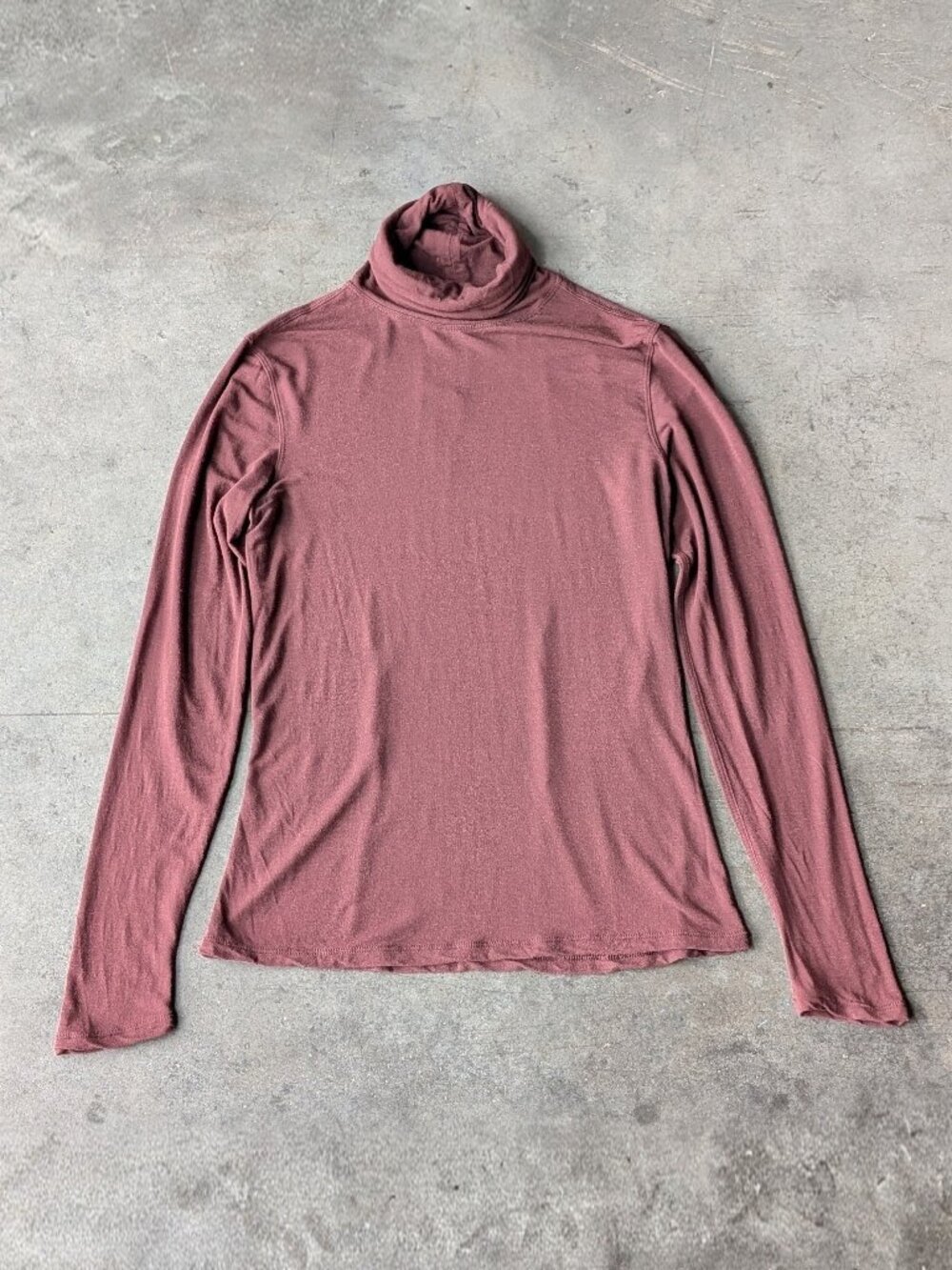 Kit and Ace Burgundy Brown Cashmere Blend Tissue Turtleneck Tee size 4